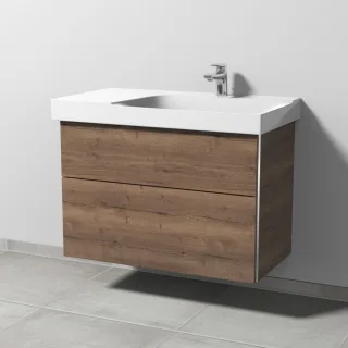 Sanipa 3way Waschtischunterbau zu Geberit Xeno2 Waschtisch mit 2 Auszügen, Eiche-Tabak BR66350