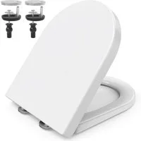 SURFOU WC-Sitz WC Sitz D-Form mit Absenkautomatik Quick Release Weiß