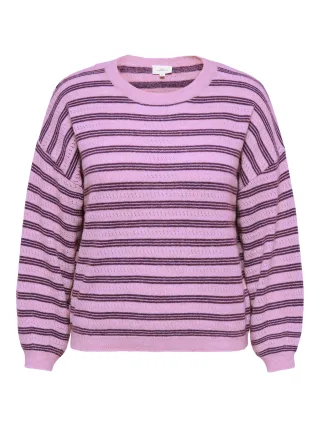 ONLY CARMAKOMA - CARMONIQUE LS LOOSE O-NECK KNT Cyclamen - Gr. - 48