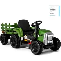 COSTWAY Elektro-Kindertraktor Aufsitztraktor, mit USB & abnehmbarem Anhänger