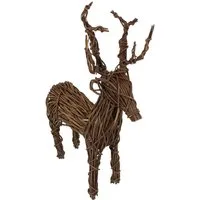 Dekoleidenschaft Dekofigur "Rentier", Rebenzweige auf Metall geflochten, 76 cm hoch, Winterdeko, Weihnachtsdeko, Gartendeko für Drinnen & Draußen, Tierfigur
