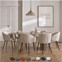 Haris Børn Esszimmerstuhl mit Armlehnen - Hochwertige Polsterstühle für Esszimmer (Set, 8 St), Premium Esszimmer Stühle & Wohnzimmer Stühle