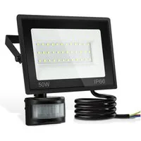 Clanmacy LED Flutlichtstrahler LED Fluter mit Bewegungsmelder 50W Außenleuchte Kaltweiß Spotlight