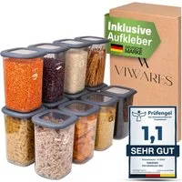 Viwares Vorratsdose Viwares Vorratsdosen-Set 12er Anthrazit SERIE FOLY1.2L, Plastik