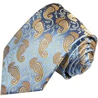Paul Malone Krawatte Elegante Seidenkrawatte Herren Schlips paisley brokat 100% Seide Schmal (6cm), blau gold 351
