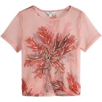 Next T-Shirt Kurzarmoberteil mit Mesh und Perlen (1-tlg)