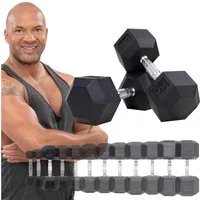 Miweba Sports Hantel-Set Premium Hexagon Kurzhantel Set HGH100 - 7 verschiedene Varianten, (2er-Set, Hantelpaar, Gusseisen-Kern, kreuzgerändelte Struktur, konische Form), Hantelgewichte Gewichte Fitness Sport Hantel Kurzhantel Set