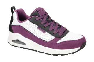 Skechers 177105 PRBK Damen Sportliche Halbschuhe Lila Schwarz Memory Foam