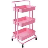COSTWAY Servierwagen, Küchenwagen mit Rollen, 3 Regale, Metallrahmen