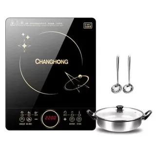 CHANGHONG 2200W Electric Induction Cooker Household Waterproof Small Hot Pot Heating Stove Touchpad Stir-fry Dish Cookin