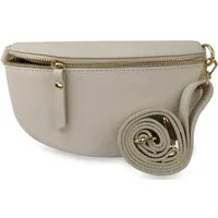 Frentree Umhängetasche Damen aus Echtleder, Made in Italy, Crossbody Schulter/Bauchtasche, mit goldenem Reißverschluss, verstellbarer Schulterriemen, Größe Mini