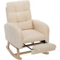 OKWISH Schaukelstuhl mit Seitentasche und Massivholzbeinen (Relaxsessel, Wohnzimmersessel, Schlafzimmersessel, 1 St), Seitentasche, Ideal für Wohnzimmer, Büro oder Kinderzimmer