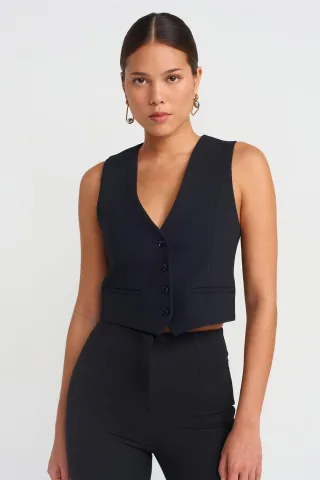 Damen Cropped Crepe Weste