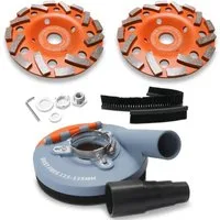 Fanzwork Winkelschleifer Absaughaube für Winkelschleifer+2x125 mm Diamantschleiftopf PROFI, Für aller Winkelschleifer geeignet