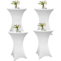 Clanmacy Stehtischhusse 4x Stehtischhusse Stretch für Bistrotisch elastisch Ø60-65x110cm Weiß