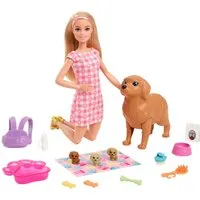 Barbie Anziehpuppe Puppe (blond) mit Hund & Welpen