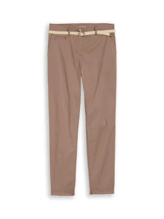 Tom Tailor - Slim Chino Hose mit Gürtel taupe grey - Gr. - 30