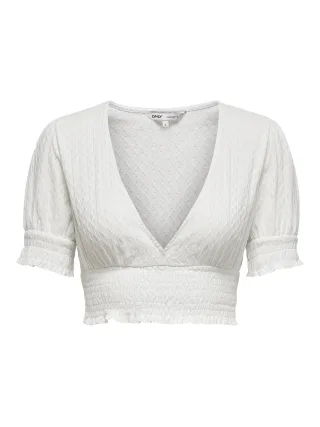 ONLY - ONLHANNAH S/S SMOCK TOP JRS Cloud Dancer - Gr. - XL