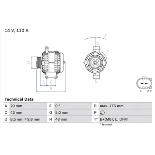 Bosch Lichtmaschine 110A Mini Mini + Cabriolet 0986048750