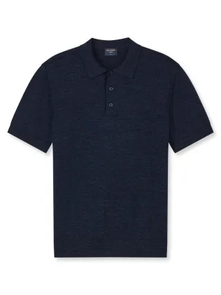 OLYMP - Poloshirt Melange-Optik blau - Gr. - L