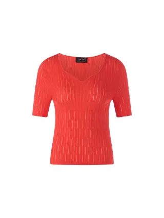 Marc Cain Collections - Kurzarm-Pullover aus Viskosestretch bright tomato - Gr. - 42