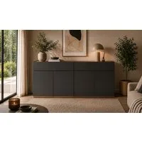 OTTO home Sideboard Garda Kommode, Schrank, 4 Türen mit Push-to-Open, Made in Italy, 4 Türen, 2 Schubladen, grifflos Breite 160,1 cm, anthrazit/eiche matt