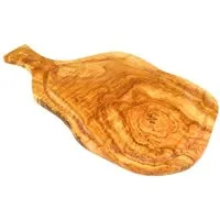 Olivenholz-erleben Schneidebrett Steakbrett/Tranchierbrett mit Saftrille & Griff, Länge ca. 40 – 44 cm, Olivenholz, (1-St), Edler Alltagshelfer – funktional, dekorativ, jedes Stück ein Unikat