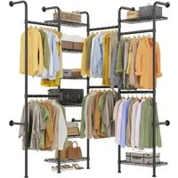GarveeMore Kleiderschrank Teleskopstange Kleiderständer, industriell Rohr, höhen- & breitenverst
