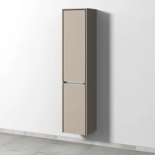 Sanipa Twiga Hochschrank mit LED-Beleuchtung und 2 Türen, Sandgrau-Matt, SY11167 SY11167