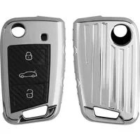 kwmobile Schlüsseltasche Hülle für VW Golf 7 MK7 3-Tasten Autoschlüssel (1-tlg), Schlüsselhülle TPU Autoschlüssel Cover