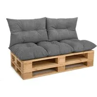 Amilian Palettenkissen Palettenauflagen Set 3-tlg., 120x80 cm + 2x 40x60 cm, für Palettenmöbel, Balkon, Terrasse und Wohnbereich