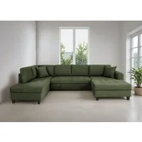 Trends by HG Wohnlandschaft Moritz U-Form, B: 324 cm, mit Bettfunktion, Bettkasten & Zierkissen