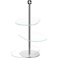 LEONARDO Etagere CENA, 3 stufig - Höhe 39 cm, asymetrisch, Glas, Metall, Servieretagere mehrstöckig, zum Servieren und Präsentieren