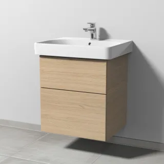 Sanipa 3way Waschtischunterbau zu Geberit Smyle Square Waschtisch mit 2 Auszügen, Eiche-Nordic SM67048