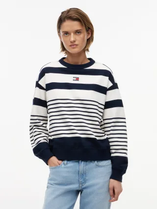 Tommy Jeans (PVH Group) - TJW RLX BADGE STRIPE CREW Dark Night Navy - Gr. - M