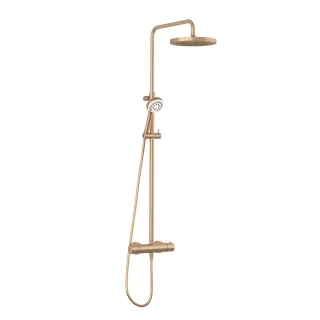 KLUDI LOGO Thermostat Dual Shower System, Kopfbrause 250 mm Brushed Bronze 68082N1-00