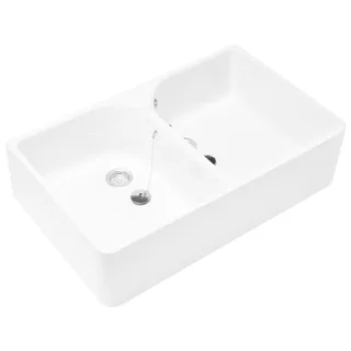 Villeroy & Boch Doppelspülbecken O.novo 63310001 79,5 x 22 x 50 cm, mit Überlauf, weiss alpin