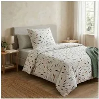 Casa Colori Bettwäsche Seersucker Bettwäsche 135x200 Weiß mit buntem Muster 100% Baumwolle, Seersucker, 3 teilig, gemustert