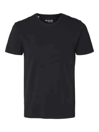 selected men - SLMNEWPIMA SS O-NECK TEE NOOS Black - Gr. - M