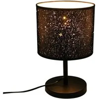 ZMH Tischleuchte Schlafzimmer Retro E27 Stoff Nachttischlampe Sternenhimmel Tischlampe, LED wechselbar, LED wechselbar