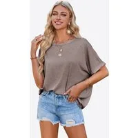 Imily Bela T-Shirt Damen Lässige Kurzarm Tops (Packung, 1-tlg., 1per-Pack) Einfarbig