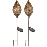 HTI-Living LED Solarleuchte Solarlampe Knospe 2er Set Soley, Solarstecker Gartenleuchte