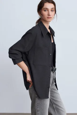 Übergroßes Langarm-Strick-Overshirt