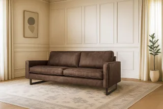 Home affaire 3-Sitzer "Maxi-Ausführung Pinto, 236 cm, Cord, Chenille, Lederoptik" mit Keder, schwarze Metallfüße, Wellenunterfederung