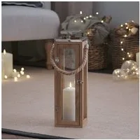 Lights4fun LED Laterne 34cm Salcombe Holz LED Laterne mit TruGlow® Kerze