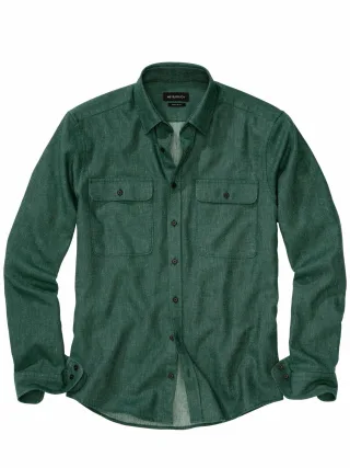 noch offen Herren Italo-Overshirt Blau 35% Leinen, 33 % Polyamid, 32 % Baumwolle
