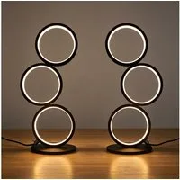 ZMH LED Nachttischlampe Schwarz Schreibtischlampe Ring Deko Schlafzimmer, Dimmfunktion, LED fest integriert, warmweiß-kaltweiß