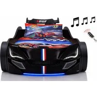 Aileenstore Autobett TURBO GTE (inkl. Zubehör), Kinderbett 90x200, Lattenrost,LED,Unterbodenlicht,Sound,Fernbedienung