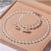 Luckice Perlenketten-Set 4/5mm, 7/8mm, 9/10mm, Perlenketten-Set Sterling Silber Perlenkette (halskette silber 925, Choker Perle Halskette Set für Frauen Mädchen Dekorationen), Halskette, Armband, Ohrringe Set,Weihnachtsgeschenk,Neujahrsgeschenk