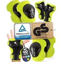 99FLIPS Protektoren-Set Schoner Inliner skates Kinder Set Skateboard Protektoren Schützer (Knieschoner Kinder Schutzausrüstung für Rollschuhe & Skateboard, 6-tlg., Knieschützer, Ellenbogen Schützer & Handschützer inkl. Tasche), Schlittschuhe Schoner 